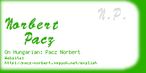 norbert pacz business card